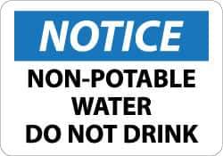 NMC - "Notice - Non-Potable Water - Do Not Drink", 10" Long x 14" Wide, Rigid Plastic Safety Sign - Rectangle, 0.05" Thick, Use for Hazardous Materials - Eagle Tool & Supply