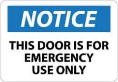 NMC - Notice - This Door Is for Emergency Use Only, Aluminum Exit Sign - 14" Wide x 10" High - Eagle Tool & Supply