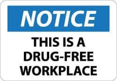 NMC - "Notice - This Is a Drug-Free Workplace", 10" Long x 14" Wide, Pressure-Sensitive Vinyl Safety Sign - Rectangle, 0.004" Thick, Use for Smoking Regulations - Eagle Tool & Supply
