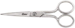 Clauss - 2" LOC, 5" OAL Chrome Plated Standard Scissors - Ambidextrous, Chrome Plated Straight Handle, For Sewing - Eagle Tool & Supply