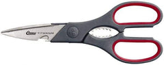 Clauss - 3" LOC, 8-1/4" OAL Titanium Standard Shears - Ambidextrous, 1 Blade Serrated, Plastic Straight Handle, For General Purpose Use - Eagle Tool & Supply
