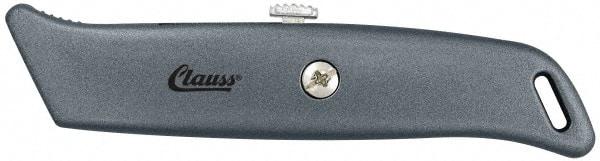 Clauss - Retractable Utility Knife - 2-1/4" Blade, Gray Steel Handle, 1 Blade Included - Eagle Tool & Supply