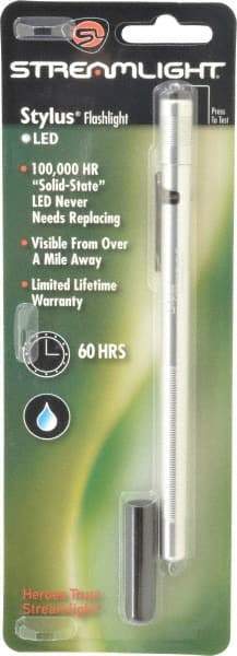 Streamlight - Blue LED Bulb, 2 Lumens, Mini Flashlight - Silver Aluminum Body, 3 AAAA Alkaline Batteries Included - Eagle Tool & Supply