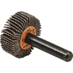 WALTER Surface Technologies - 1" Diam x 1" Face Width, Medium Aluminum Oxide Coated Mounted Flap Wheel - 1/4" Shank Mount, 60 Grit, Cloth Backing, 30,000 Max RPM - Eagle Tool & Supply