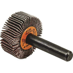 WALTER Surface Technologies - 1" Diam x 1" Face Width, Fine Aluminum Oxide Coated Mounted Flap Wheel - 1/4" Shank Mount, 120 Grit, Cloth Backing, 30,000 Max RPM - Eagle Tool & Supply