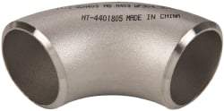 Merit Brass - 1-1/2" Grade 304L Stainless Steel Pipe 90° Long Radius Elbow - Butt Weld x Butt Weld End Connections - Eagle Tool & Supply