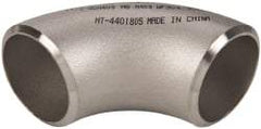 Merit Brass - 1-1/2" Grade 304L Stainless Steel Pipe 90° Long Radius Elbow - Butt Weld x Butt Weld End Connections - Eagle Tool & Supply
