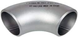 Merit Brass - 2" Grade 304L Stainless Steel Pipe 90° Long Radius Elbow - Butt Weld x Butt Weld End Connections - Eagle Tool & Supply
