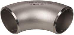Merit Brass - 3" Grade 304L Stainless Steel Pipe 90° Long Radius Elbow - Butt Weld x Butt Weld End Connections - Eagle Tool & Supply