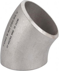 Merit Brass - 3" Grade 304L Stainless Steel Pipe 45° Long Radius Elbow - Butt Weld x Butt Weld End Connections - Eagle Tool & Supply