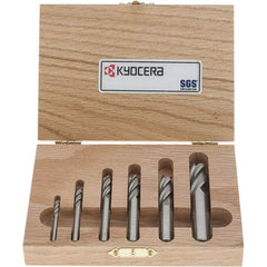 SGS - 1/8 to 1/2", 4 Flute Square End Mill Set - Uncoated, Solid Carbide, Single End, 1/8, 3/16, 1/4, 5/16, 3/8, 1/2" Shank Diam, Centercutting - Eagle Tool & Supply