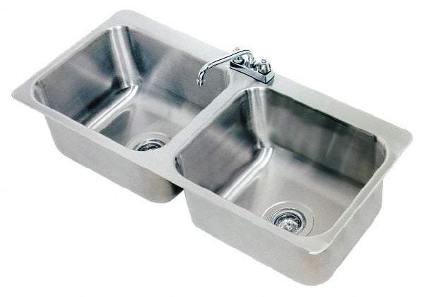 Advance Tabco - 20" Long x 16" Wide Inside, 2 Compartment, Stainless Steel Stainless Steel Drop In Sink - 18 Gauge, 45-1/2" Long x 20-1/2" Wide Outside, 12" Deep - Eagle Tool & Supply