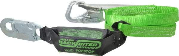 Miller - 6' Long, 1 Leg Locking Snap Hook Harness Shock Absorbing Lanyard - Polyester/Cordura Nylon Webbing, Locking Snap Hook Anchorage Connection - Eagle Tool & Supply