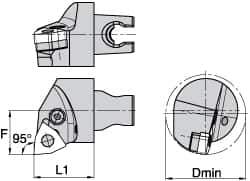 Kennametal - Left Hand Cut, Size KM3225, WN.. Insert Compatiblity, Internal Modular Turning & Profiling Cutting Unit Head - 22mm Ctr to Cutting Edge, 30mm Head Length, Through Coolant, Series Kenlever - Eagle Tool & Supply