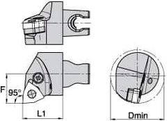 Kennametal - Left Hand Cut, Size KM3225, WN.. Insert Compatiblity, Internal Modular Turning & Profiling Cutting Unit Head - 22mm Ctr to Cutting Edge, 30mm Head Length, Through Coolant, Series Kenlever - Eagle Tool & Supply