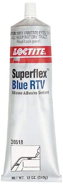 Loctite - 12 oz Tube Blue RTV Silicone Gasket Sealant - 500°F Max Operating Temp, 30 min Tack Free Dry Time, 24 hr Full Cure Time, Series 234 - Eagle Tool & Supply