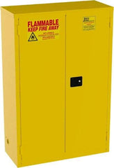 Jamco - 2 Door, 2 Shelf, Yellow Steel Standard Safety Cabinet for Flammable and Combustible Liquids - 65" High x 43" Wide x 18" Deep, Manual Closing Door, 3 Point Key Lock, 45 Gal Capacity - Eagle Tool & Supply