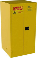 Jamco - 2 Door, 2 Shelf, Yellow Steel Standard Safety Cabinet for Flammable and Combustible Liquids - 65" High x 34" Wide x 34" Deep, Manual Closing Door, 3 Point Key Lock, 60 Gal Capacity - Eagle Tool & Supply