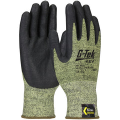 09-K1600/M Gloves w/Kevlar Brand - G-Tek KEV - Kevlar Engineered Yarn - Yel/Blk 13 Gauge - Nitrile Foam - A7 - Exact Industrial Supply