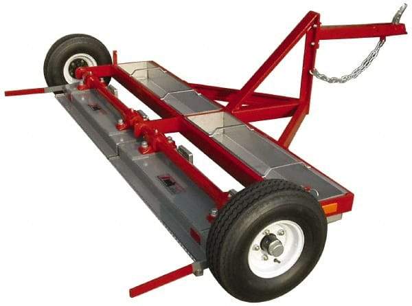 Made in USA - 48" Long Tow-Behind Magnetic Sweeper with Wheels - 12" Wide x 4-1/2" High, 8" Wheel Diam, 2" Clearance - Eagle Tool & Supply