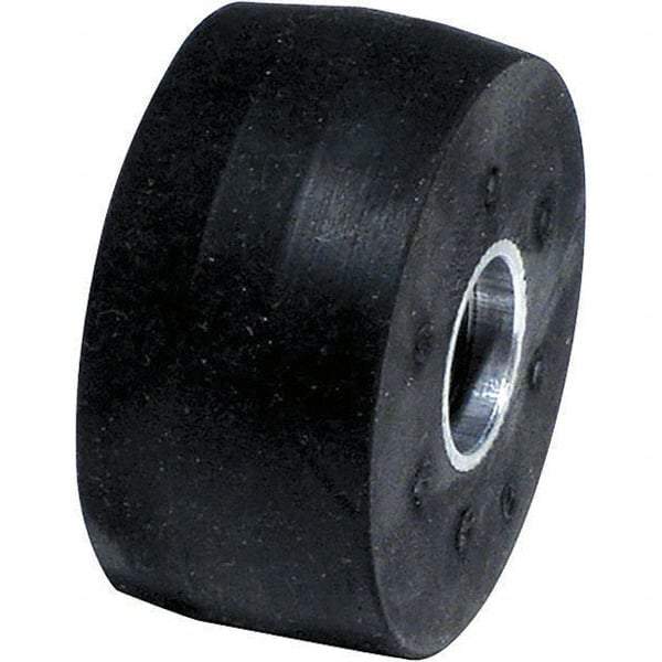 Dynabrade - 2" Diam x 1" Wide Contact Wheel Assembly - 1/4" Arbor Hole, Crowned, 40 Duro Rubber Face - Eagle Tool & Supply