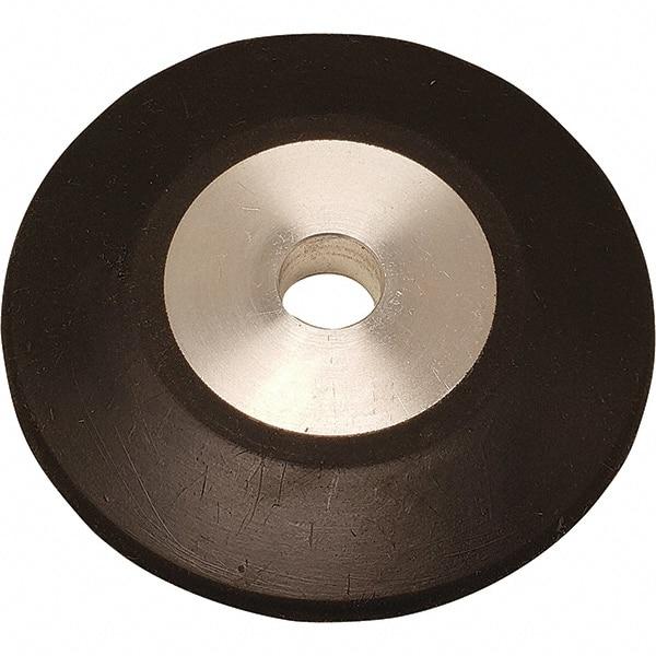 Dynabrade - 4" Diam x 1/2" Wide Contact Wheel - 1/4" Arbor Hole, Radiused, 70 Duro Rubber Face - Eagle Tool & Supply