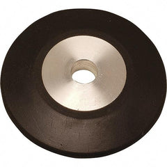Dynabrade - 4" Diam x 1/2" Wide Contact Wheel - 1/4" Arbor Hole, Radiused, 70 Duro Rubber Face - Eagle Tool & Supply