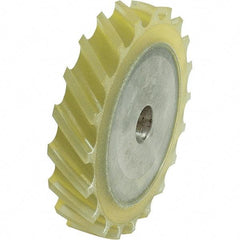 Dynabrade - 4" Diam x 5/8" Wide Contact Wheel - 1/4" Arbor Hole, Scoop, 90 Duro Urethane Face - Eagle Tool & Supply