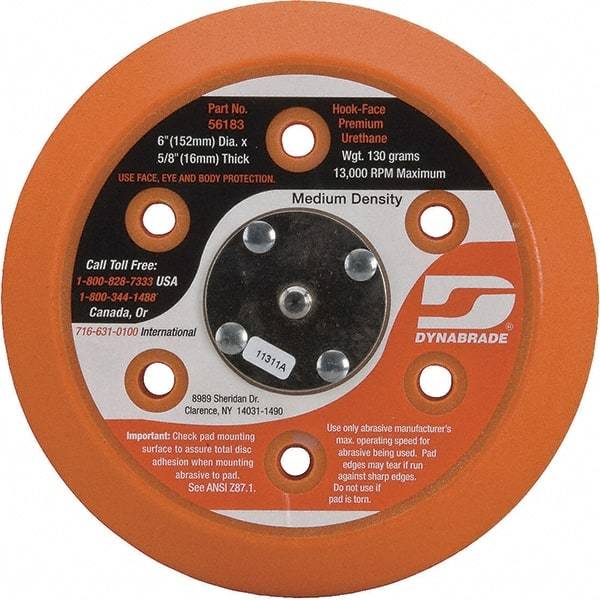 Dynabrade - 6" Diam Disc Backing Vacuum Replacement Pad - Medium Density, 13,000 RPM - Eagle Tool & Supply