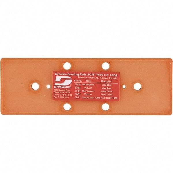 Dynabrade - 8 x 2-3/4" Rectangular Adhesive/PSA Backing Pad - Dynaline Compatible, Screw Attachment, Vacuum Pad, 3/8" Thick, Medium Density - Eagle Tool & Supply