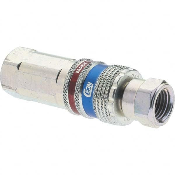 Dynabrade - 2 Piece 1/4" Body 1/4 NPT 150 psi Brass/Steel Industrial Pneumatic Coupling Plug Set - Eagle Tool & Supply