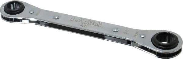 Lang - 5/8" x 3/4" 12 Point Reversible Ratcheting Box Wrench - Double End, 8-1/8" OAL, Steel, Nickel Chrome Finish - Eagle Tool & Supply