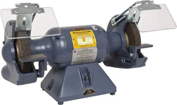 Baldor - 7" Wheel Diam x 1" Wheel Width, 1/2 hp Grinder - 5/8" Arbor Hole Diam, 1 Phase, 3,600 Max RPM, 115/230 Volts - Eagle Tool & Supply