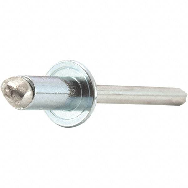 STANLEY Engineered Fastening - Size 4 Dome Head Stainless Steel Open End Blind Rivet - Stainless Steel Mandrel, 0.313" to 3/8" Grip, 1/8" Head Diam, 0.129" to 0.133" Hole Diam, 0.077" Body Diam - Eagle Tool & Supply