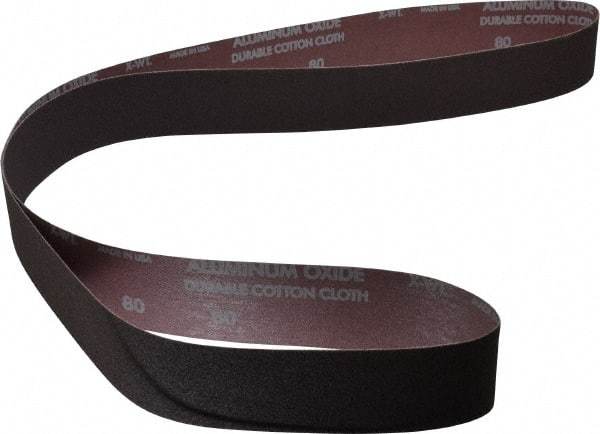 Norton - 2" Wide x 72" OAL, 80 Grit, Aluminum Oxide Abrasive Belt - Aluminum Oxide, Medium, Coated, X Weighted Cloth Backing, Series R228 - Eagle Tool & Supply