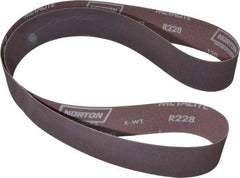 Norton - 2" Wide x 60" OAL, 120 Grit, Aluminum Oxide Abrasive Belt - Aluminum Oxide, Fine, Coated, X Weighted Cloth Backing, Series R228 - Eagle Tool & Supply