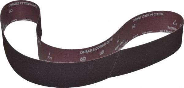 Norton - 2-1/2" Wide x 60" OAL, 60 Grit, Aluminum Oxide Abrasive Belt - Aluminum Oxide, Medium, Coated, X Weighted Cloth Backing, Series R228 - Eagle Tool & Supply