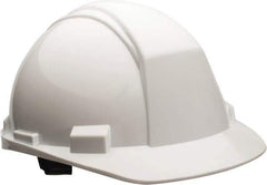 North - ANSI Type II, Class E Rated, 4-Point, Ratchet Adjustment Hard Hat - Size 6-1/2 to 8, White, Standard Brim - Eagle Tool & Supply