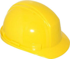 North - ANSI Type II, Class E Rated, 4-Point, Ratchet Adjustment Hard Hat - One Size Fits Most, Yellow, Standard Brim - Eagle Tool & Supply