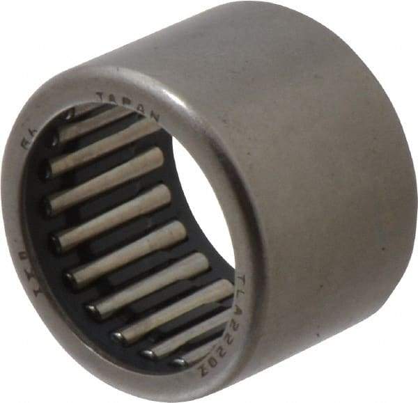 IKO - 0.866" Bore Diam, 3,700 Lb. Dynamic Capacity, 22 x 28 x 20mm, Caged, Open End, Shell Needle Roller Bearing - 1.102" Outside Diam, 0.787" Wide - Eagle Tool & Supply