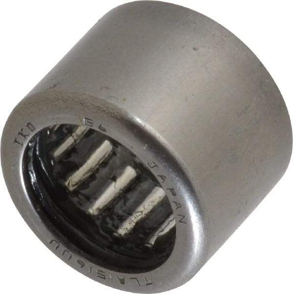 IKO - 0.591" Bore Diam, 1,750 Lb. Dynamic Capacity, 15 x 21 x 16mm, Caged, Double Seal, Open End, Shell Needle Roller Bearing - 0.827" Outside Diam, 0.63" Wide - Eagle Tool & Supply