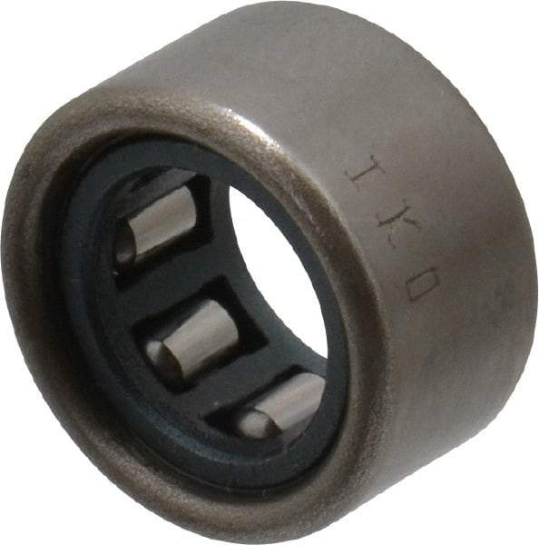 IKO - 1/4" Bore Diam, 360 Lb. Dynamic Capacity, 1/4 x 7/16 x 1/4", Caged, Open End, Shell Needle Roller Bearing - 7/16" Outside Diam, 1/4" Wide - Eagle Tool & Supply