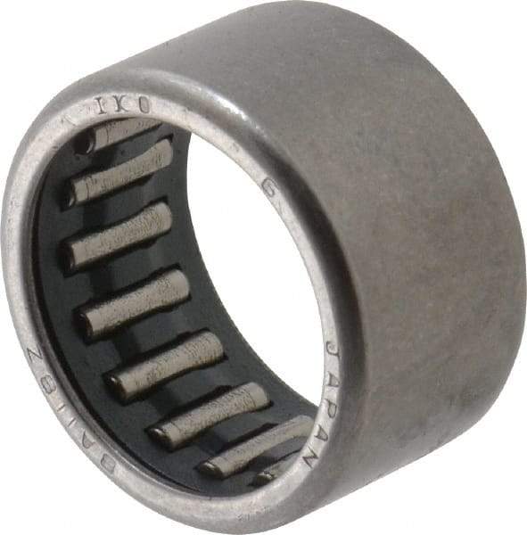 IKO - 11/16" Bore Diam, 1,930 Lb. Dynamic Capacity, 11/16 x 7/8 x 1/2", Caged, Open End, Shell Needle Roller Bearing - 7/8" Outside Diam, 1/2" Wide - Eagle Tool & Supply