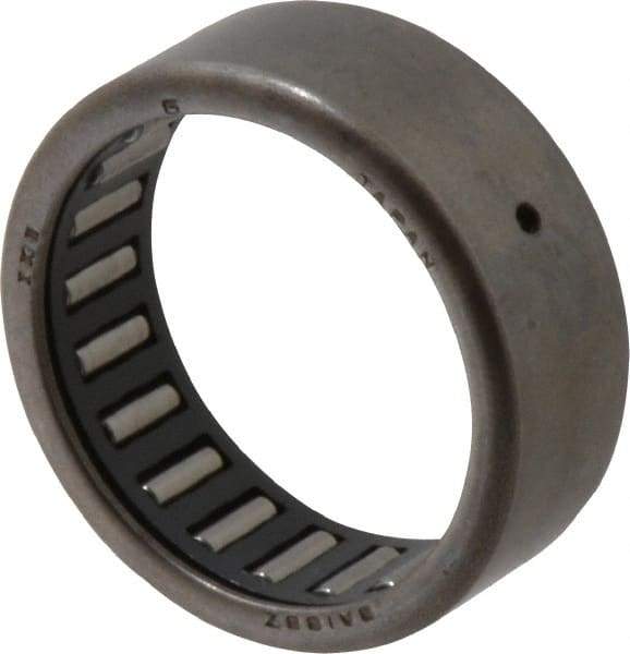 IKO - 1-1/8" Bore Diam, 2,900 Lb. Dynamic Capacity, 1-1/8 x 1-3/8 x 1/2", Caged, Open End, Shell Needle Roller Bearing - 1-3/8" Outside Diam, 1/2" Wide - Eagle Tool & Supply