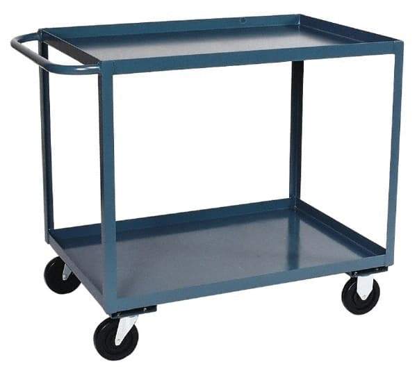 Durham - 1,200 Lb Capacity, 30" Wide x 60" Long x 37-3/4" High Service Cart - 2 Shelf, Steel, Hard Rubber Casters - Eagle Tool & Supply