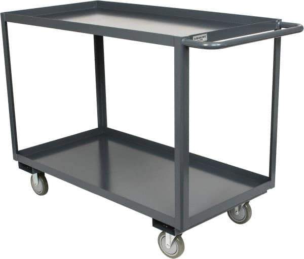 Durham - 1,200 Lb Capacity, 24" Wide x 48" Long x 37-3/4" High Service Cart - 2 Shelf, Steel, Hard Rubber Casters - Eagle Tool & Supply