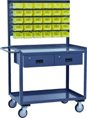 Jamco - Durable Utility Carts with Rack Mobile Workbench and Louvered Panel - Steel, Gray, 30" Long x 36" Deep x 62" High - Eagle Tool & Supply