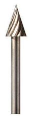 Dremel - 1/4" Cut Diam, 1/8" Shank Diam, Cone Head Single Cut Burr - High Speed Steel, Point End - Eagle Tool & Supply