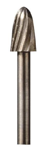 Dremel - 1/4" Cut Diam, 1/8" Shank Diam, Tree with Radius Head Single Cut Burr - High Speed Steel, Radius End - Eagle Tool & Supply