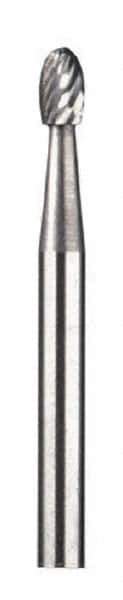Dremel - 1/8" Cut Diam, 1/8" Shank Diam, Oval Head Double Cut Burr - Carbide, Radius End, 13/64" LOC - Eagle Tool & Supply